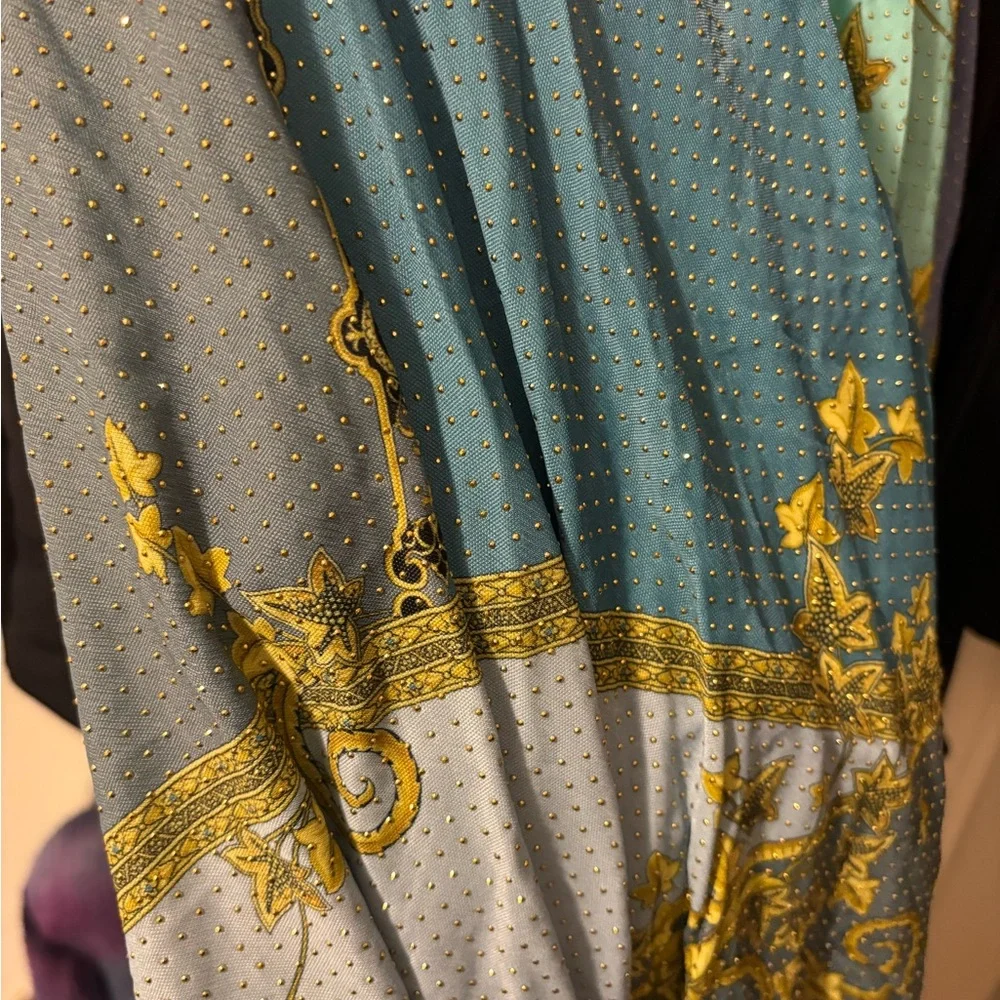 Versace Blue and Gold v neck dress US 8 / IT 44 - Picture 4 of 5